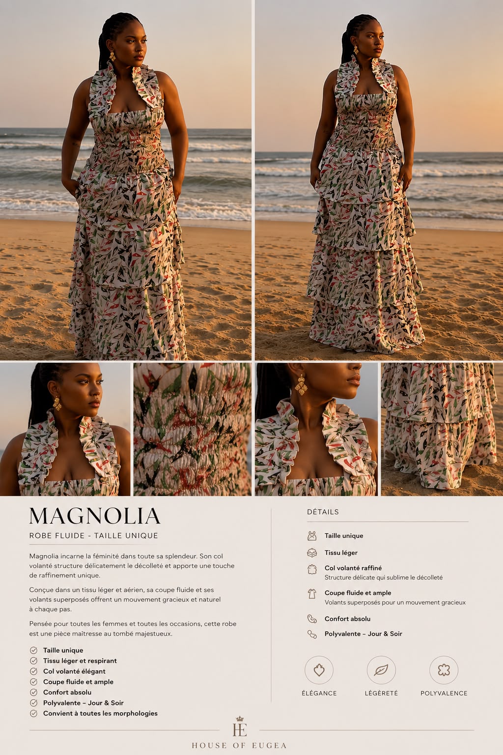 Robe Magnolia, House of Eugea — robe façonnée à la main, série limitée
