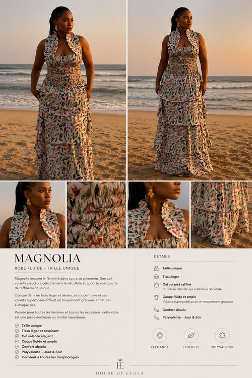 Robe Magnolia, House of Eugea — robe façonnée à la main, série limitée